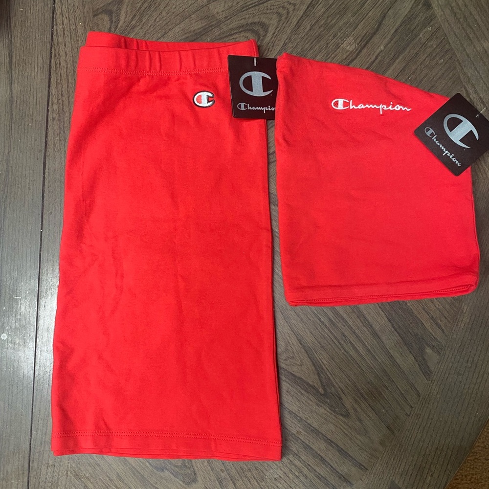 Champion crop top skirt set